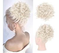 Bun Short Curly Drawstring Ponytail Extension Loose Hair Bun Hair Pieces for Women High Temperature Synthetic Elastic Easy Scrunchie Easy to Wear Daily Party(Color:Color 2)