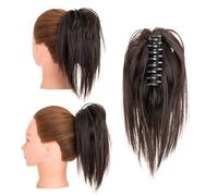Bun Wig Clip-in Hair Extensions 12in - Synthetic Chignon Ponytail Scrunchies for Women Messy Bun Wig(Black brown) (Brown)