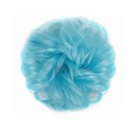 Bun Wig Messy Bun High-Temperature Synthetic Hair Puff Voluminous Curly Updo with Elastic Band Messy Bun Wig(Dark grey) (Light blue)