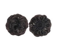 Bun Wig Synthetic Messy Bun Extensions Fluffy Chignon Bird's Nest Design Retractable Wavy Messy Bun Wig(Dark brown) (Black brown)