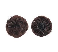 Bun Wig Synthetic Messy Bun Extensions Fluffy Chignon Bird's Nest Design Retractable Wavy Messy Bun Wig(Dark brown) (Medium brown)