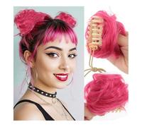 Bun Wig Synthetic Wavy Hair Bun Claw Clip Ponytail Extension for Women Messy Bun Wig(Silver) (Orange)