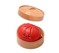 Bun with Foo-d Steamer,Jumbo Dumpling Squishy Stress Toy, Kawaii Soft Squeeze Decompression Doug, Colorful Fidget Sensory Stress Relief, Anxiety Relief Fidget Toy-Red