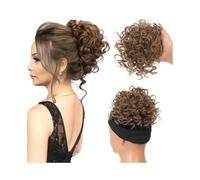 Bun, Women's Roll Bun Drawstring Messy Small Roll Hair Package Realistic High Temperature Silk Ponytail Wigs(Brown)