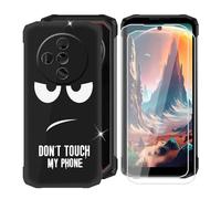 BUNALFaa Case for Doogee Fire 6 Power (6.56 Inches) + 2 Pack HD Tempered Glass Phone Case Cover Soft Silicone Bumper Case Cover + Screen Protector - Do Not Touch