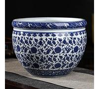 BUNCC Ceramic Extra Large Plant Pot Classic Blue And White Porcelain Vase Chinese Exquisite Blue And White Porcelain Potted Plant Ceramic Desktop Green Plant Pots Ceramic Glazed Flower Container