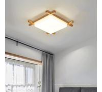 BUNCC Japanese Style Tatami Ceiling Lamp Square Wooden LED Ceiling Light Flush Mount Fixture Ceiling Lighting 3 Color Dimming Light For Bedroom,Kitchen, Aisle, Basement