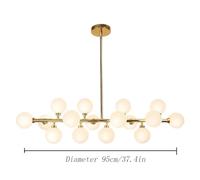 BUNCC Mid Century Modern Chandelier Over Table, 16-Light Glass Bubble Chandelier Gold Pendant Lighting Fixture Hanging Ceiling Light for Dining Room, Kitchen Island