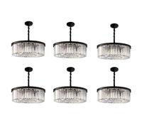 BUNCC Modern Crystal Raindrop Chandelier Adjustable Hanging Pendant Ceiling Light American Style Black Wrought Iron Crystal Round Pendant Light For Bedroom, Entryway, Dining Room, Girls Room, Foyer