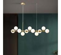 BUNCC Modern Pendant Lights Fixtures 11-Light Milky White Glass Globe Sputnik Chandelier Lighting Mid Century Gold Hanging Light For Kitchen Island Dining Living Room