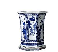 BUNCC Plant Pots Indoor Ceramic Flower Pots Extra Large Blue And White Porcelain Ceramic Flower Pot Round Garden Planters Chinoiserie Hand Painted Planter With Saucer Tray Drainage Hole