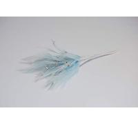 Bunch of 6 Wired Feathers with Diamantes 23 Colours Wedding Bouquet Craft Decor (Blue)