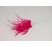 Bunch of 6 Wired Feathers with Diamantes 23 Colours Wedding Bouquet Craft Decor (Fuchsia)