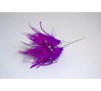 Bunch of 6 Wired Feathers with Diamantes 23 Colours Wedding Bouquet Craft Decor (Plum)