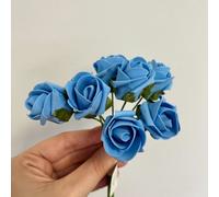 Bunch Of 8 China Foam Tea Rose Bud 4 Pack - Blue Foam Rose