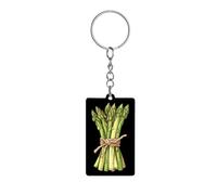 Bunch of Asparagus Cute Acrylic Key Ring Tags 2 X 1.2 Inch Rectangular Keychain Labels Ornament