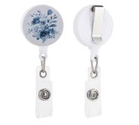 Bunch of Blue Flowers Watercolor Retractable Badge Holder Reel Clip ID Card Holder for Doctor Nurse Student Office Worker