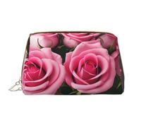 Bunch of Flowers in A Vase Leather Hand-Held Zipper Makeup Bag Cute Make Up Case Large Wide-Open Pouch Pen Case