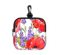 Bunch of Lavender and Poppy, Square Zipper Storage Bag, Neoprene Coin Purse, Small Wallets, Change Pouch, Change Purse