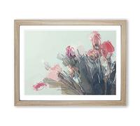 Bunch Of Pink Tulips In Abstract Modern Art Framed Print | A2 Oak Framed Wall Art | Ready to Hang | Abstract Fantasy Picture | Living Room Bedroom Lounge Office