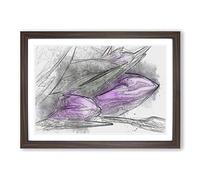 Bunch of Purple Tulips in Abstract Framed Print | A2 Walnut Framed Wall Art | Ready to Hang | Abstract Fantasy Picture | Living Room Bedroom Lounge Office