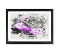 Bunch of Purple Tulips Watercolour Framed Print | A2 Black Framed Wall Art | Ready to Hang | Modern Historical Picture | Living Room Bedroom Lounge Office