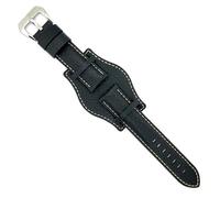 Bund Leather watch strap bison engraving sport compatible with Fossil CH2592 CH2564 CH2565 CH2891CH3051 18mm 20mm 22mm 24mm 386 Black 18mm