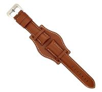 Bund Leather watch strap bison engraving sport compatible with Fossil CH2592 CH2564 CH2565 CH2891CH3051 18mm 20mm 22mm 24mm 386 Medium Brown and Black 24mm