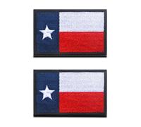 Bundle 2 Pieces Tactical American Texas State Lonely Star Flag Patch with Hook and Loop Embroidered Backing DIY Decorative Appliques Texas Emblem for Backpacks Clothing Jacket and More -Red