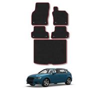 Bundle Audi A3 (2012-2020) Car Mats Accessories Tailored Fit Carpet Floor Mats non Slip Red Trim Full Coverage Compatible Accessory Front Rear Set Anti Slip Granulated Backing Hand-Finished