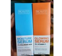 (Bundle) Beauty Formulas Moisturising Hyaluronic Serum 30ml, Beauty Formulas Glowing Vitamin C Serum 30ml - Pack of 2 items - Hyaluronic & Vitamin C serums