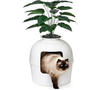 Bundle & Bliss Secret Litter Box by - Hidden Litter Box Enclosure, Patented Design with Odor Control, Includes Faux Plant, Carbon Filter and Real Stones