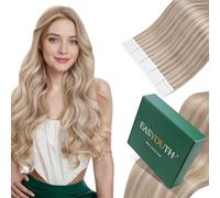 Bundle Easyouth Tape Hair Extensions Blonde #1000 and Highlights Blonde #27P613 Tape in Human Hair Extensions Two packs of 22Inch Total 100g 40pcs Tape in Hair Extensions Human Hair Offer Natural Look