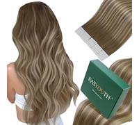 Bundle Easyouth Tape Hair Extensions Ombre Brown #3/8/22 and #6/60/6 Tape in Human Hair Extensions Two packs of 24 Inch Total 100g 40pcs Tape in Hair Extensions Human Hair Offer Natural Look