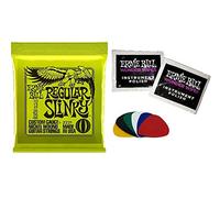 Bundle Ernie Ball Regular Slinky, 2 x Ernie Ball Polishing Wipes and 6 plectrums