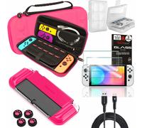Bundle for Switch OLED, Case, Holder, Grips, Cover, 2x Screen Protectors, 2m USB