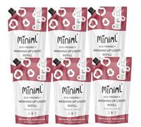 Bundle - Miniml Eco Washing Up Liquid Refill Pouch - Rhubarb & Lemon - Vegan, Cruelty Free - 6x 1L Pounches