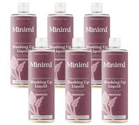 Bundle - Miniml Washing Up Liquid Rhubarb & Lemon - 400ml - Plant Based Vegan Dish Soap, Biodegradable, Non-Toxic, Tough on Grease, Gentle on Hands - Pack of 6