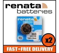 Bundle of 2 x Renata 303 Watch Battery 1.55v SR44SW + Quzo Belgian Chocolate - Official Renata Watch Batteries