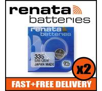Bundle of 2 x Renata 335 Watch Battery 1.55v SR512SW + Quzo Belgian Chocolate - Official Renata Watch Batteries
