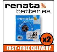 Bundle of 2 x Renata 339 Watch Battery 1.55v SR614SW + Quzo Belgian Chocolate - Official Renata Watch Batteries
