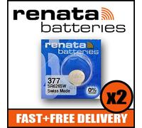 Bundle of 2 x Renata 377 Watch Battery 1.55v SR626SW + Quzo Belgian Chocolate - Official Renata Watch Batteries
