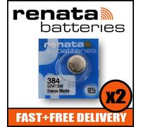 Bundle of 2 x Renata 384 Watch Battery 1.55v SR41SW + Quzo Belgian Chocolate - Official Renata Watch Batteries