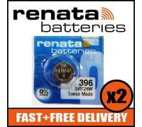 Bundle of 2 x Renata 396 Watch Battery 1.55v SR726W + Quzo Belgian Chocolate - Official Renata Watch Batteries