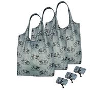 Bundle of 3 Re-Uz Lifestyle Shoppers Foldable Reusable Shopping Grocery Bags - Vintage Bikes