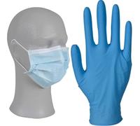 Bundle of Abena Type IIR Disposable Face Mask with Ear Loops - Pack of 50 + ABENA Blue Disposable Gloves, Large size, Pack of 50 Pairs, Nitrile Gloves