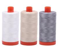 Bundle of Aurifil 50wt Egyptian Cotton Thread, Large 1422 Yard Spools, with and Without Aurifil Empty Thread Case 12 Spool Capacity (3 Spool Bundles, 2021 2310 2605)