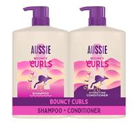 Bundle of Aussie Bouncy Curls Silicone-Free Shampoo 1L + Hydrating Conditioner 1L. Gently Cleanses and Moisturises Wavy and Curly Hair. With Jojoba, Coconut & Macadamia Nut Oil. Vegan & Cruelty-Free
