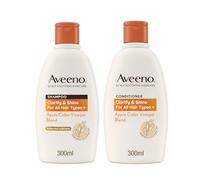 Bundle of Aveeno Clarify and Shine Apple Cider Vinegar Scalp Soothing Shampoo 300ml + Aveeno Clarify and Shine Apple Cider Vinegar Scalp Soothing Conditioner 300ml for all hair types