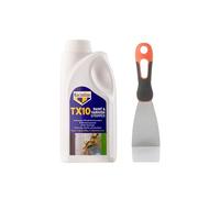 Bundle of Bartoline TX10 Paint and Varnish Stripper 1L - Extra Strong, Non-Caustic Paint Remover for Wood, Metal & More + Tetrion Filler Knife